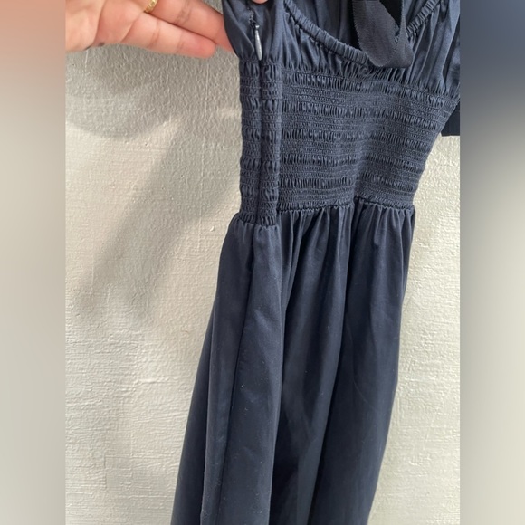 La Ligne Open Back Cotton Dress in Navy - Picture 4 of 7